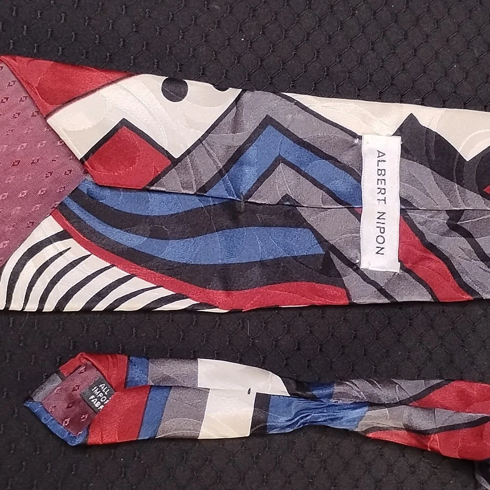 Albert Nipon Geometric Design Neckties Lot Of 3 Funky Fresh‎ Cool - N